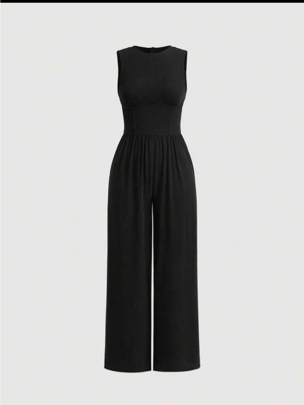 SHEIN Black Sleeveless Wide-Leg Jumpsuit